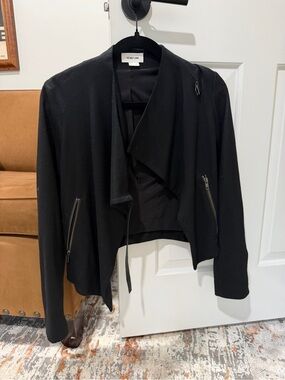Helmut Lang Black Asymmetric Draped Zip Jacket